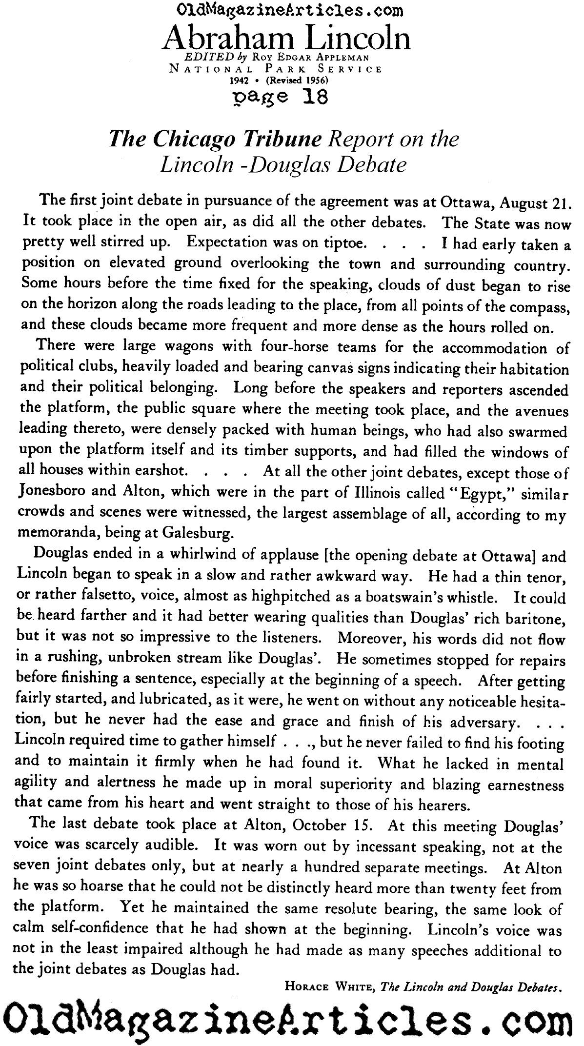 The Lincoln - Douglas Debates Observed (The National Park Service, 1956)